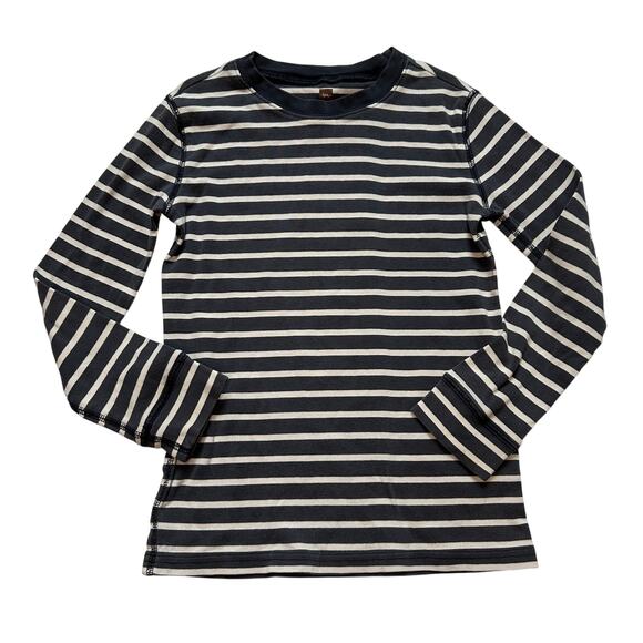 Tea Collection Navy & White Stripe Long-Sleeve Cotton Tee (Size 8) - Picture 1 of 4